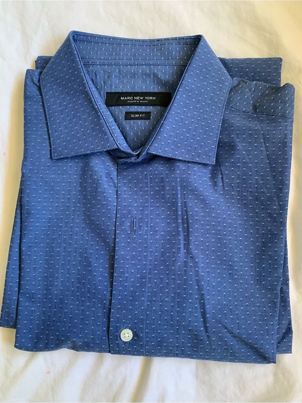 Marc New York Navy Blue Micro Dot Slim Dress Shirt